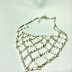 Silver chrome style women’s retro net necklace￼